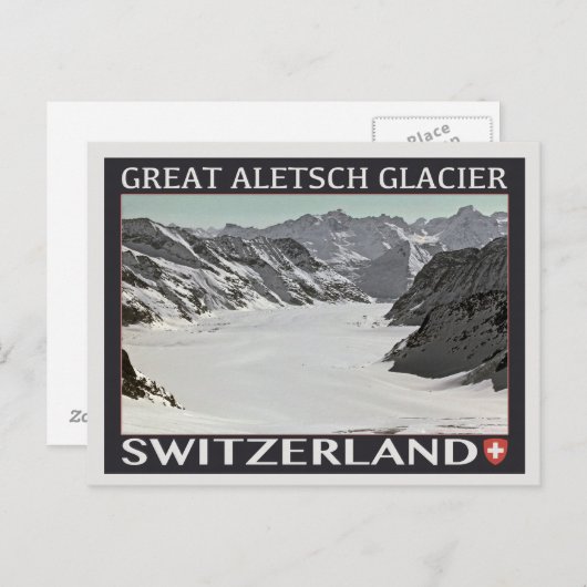Aletsch Glacier - zwart Briefkaart (Voorkant / Achterkant)