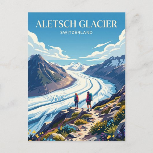 Aletschgletsjer Zwitserland Briefkaart (Voorkant)