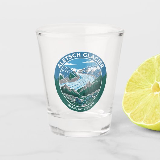 Aletschgletsjer Zwitserland Shot Glas (Voorkant)