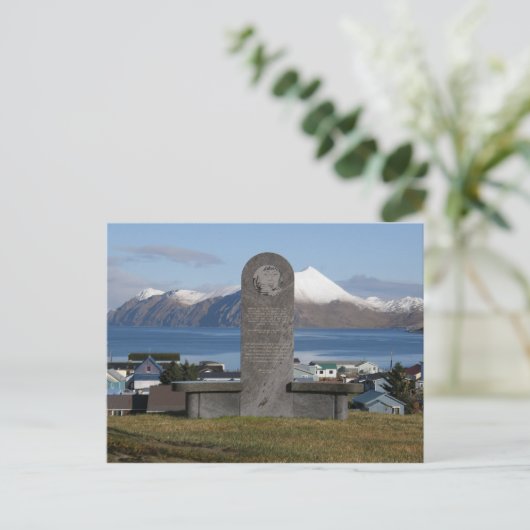Aleut Relocation Memorial Statue, Unalaska Island Briefkaart (Staand voorkant)