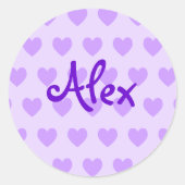 Alex in Paars Ronde Sticker (Voorkant)