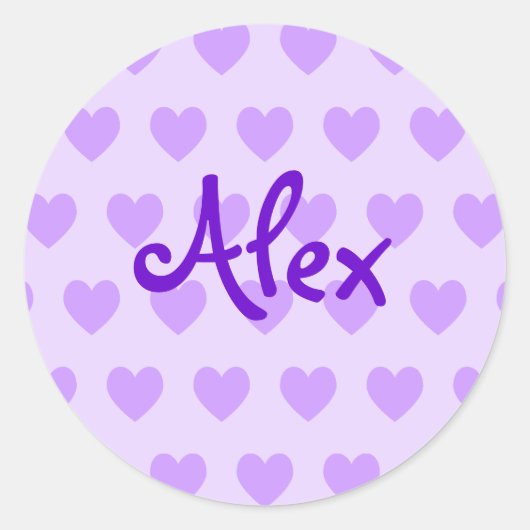 Alex in Paars Ronde Sticker (Voorkant)