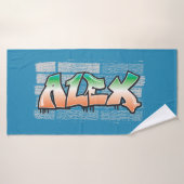 ALEX Jouw naam Graffiti Brick Wall Verf Splatter Badhanddoek (Badhanddoek)