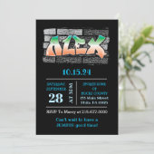 ALEX Jouw naam Graffiti Brick Wall Verf Splatter Kaart (Staand voorkant)