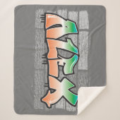 ALEX Jouw naam Graffiti Brick Wall Verf Splatter Sherpa Deken (Voorkant)