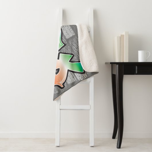 ALEX Jouw naam Graffiti Brick Wall Verf Splatter Sherpa Deken (In situ)