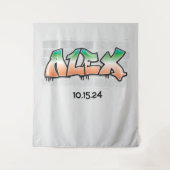 ALEX Jouw naam Graffiti Brick Wall Verf Splatter Wandkleed (Voorkant)