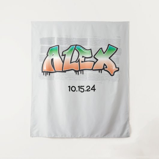 ALEX Jouw naam Graffiti Brick Wall Verf Splatter Wandkleed (Voorkant)