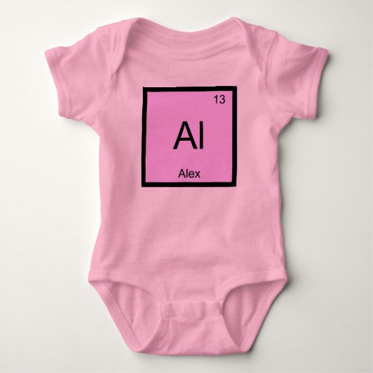 Alex Naam Chemie Element Periodiek Systeem Romper (Voorkant)