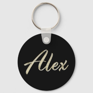 Alex Name whitegold Button Schlüsselanhänger Sleutelhanger
