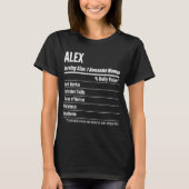 Alex Nutritional Facts Serving Size Calories T-shirt (Voorkant)