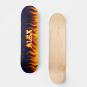 Alex skateboard brand en vlammenontwerp. (Voorkant)
