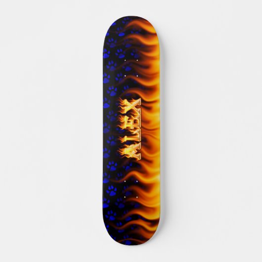 Alex skateboard vuur en vlammen ontwerp. (Voorkant)