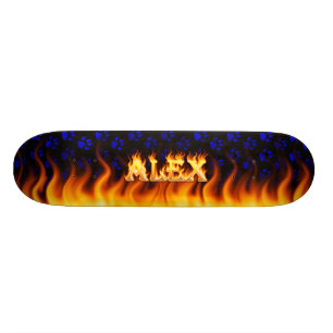 Alex skateboard vuur en vlammen ontwerp.