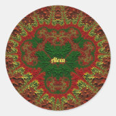ALEXA  3D! Goud, Rood en Groen ~ Ronde Sticker (Voorkant)