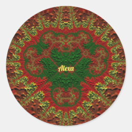 ALEXA  3D! Goud, Rood en Groen ~ Ronde Sticker