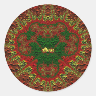 ALEXA  3D! Goud, Rood en Groen ~ Ronde Sticker