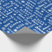 Alexa aangepaste naam met sneeuwvlokken cadeaupapier (Hoek)