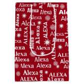 Alexa aangepaste naam met sneeuwvlokken medium cadeauzakje (Achterkant)