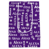 Alexa aangepaste naam met sneeuwvlokken medium cadeauzakje (Achterkant)