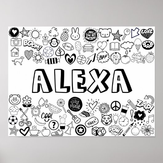 'ALEXA' Color-it-Yourself-contourontwerp Poster (Voorkant)