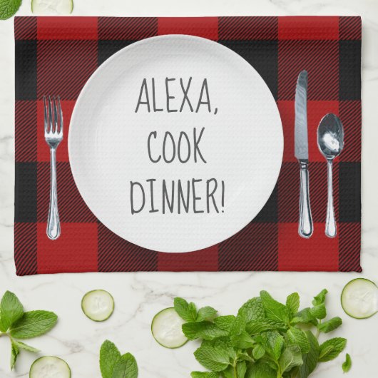 Alexa Command humor op buffelplein Theedoek (Gevouwen)