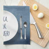 Alexa Command humor op denim blauw Theedoek (Quarter Fold)