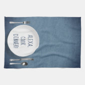 Alexa Command humor op denim blauw Theedoek (Horizontaal)
