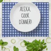 Alexa Command humor op gingham Theedoek (Gevouwen)