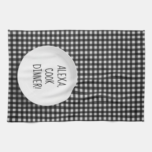 Alexa Command humor op gingham Theedoek (Horizontaal)