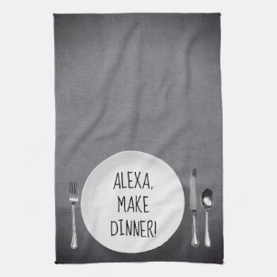 Alexa Command humor op grijs Theedoek