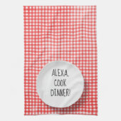 Alexa Command humor op rode gingham Theedoek (Verticaal)