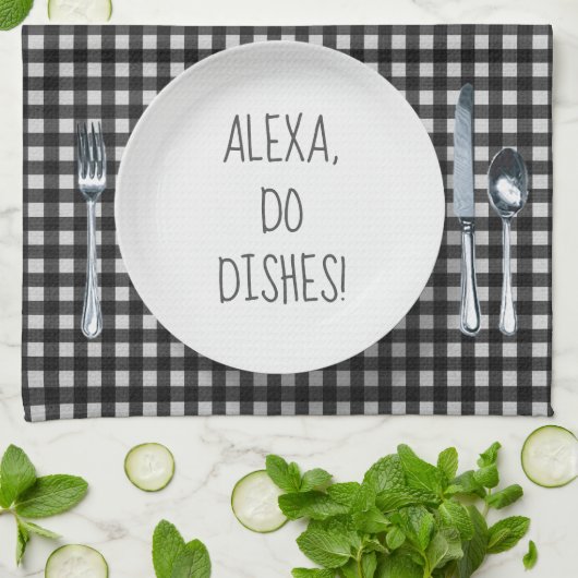 Alexa Command humor voor afwas Theedoek (Gevouwen)