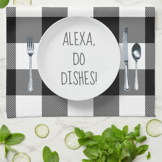 Alexa Command humor voor afwas Theedoek (Gevouwen)