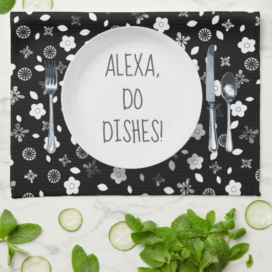 Alexa Command humor voor afwas Theedoek (Gevouwen)