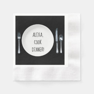 Alexa Command om te koken diner op bord Servet