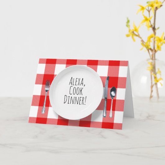 Alexa Command op wit bord op plechtige verjaardag Kaart (Gele Bloem)