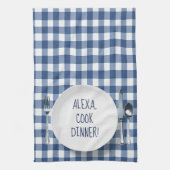 Alexa Commando op Blue Gingham Theedoek (Verticaal)