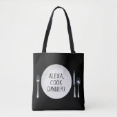Alexa commando op bord voor witeten tote bag (Voorkant)
