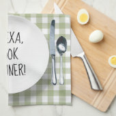 Alexa commando op Green Gingham Theedoek (Quarter Fold)