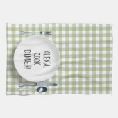 Alexa commando op Green Gingham Theedoek (Horizontaal)