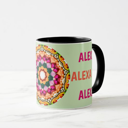ALEXA ~ Gepersonaliseerde edelstenen fractal ~ Mok (Voorkant rechts)