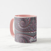 ALEXA ~ GLANZEND 3D Zany Roze Zilver ~ Mok (Voorkant links)