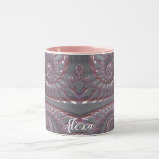 ALEXA ~ GLANZEND 3D Zany Roze Zilver ~ Mok (Midden)