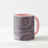 ALEXA ~ GLANZEND 3D Zany Roze Zilver ~ Mok (Voorkant rechts)