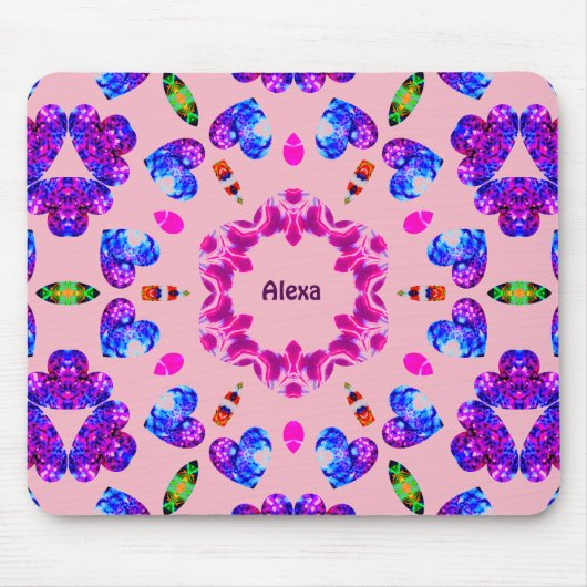 ALEXA ~ Glitterend Hartpatroon ~ Gepersonaliseerd  Muismat (Voorkant)