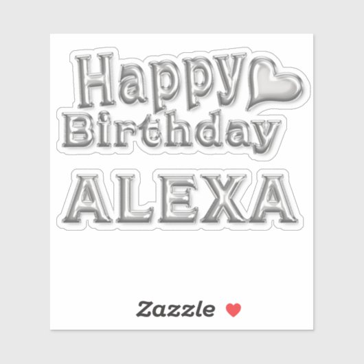 Alexa Happy Birthday silver Aufkleber Sticker (Vel)