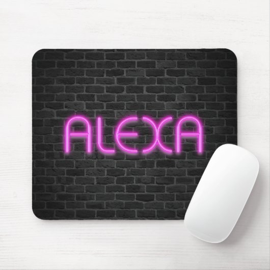 ALEXA in roze neonverlichting Muismat (Met muis)
