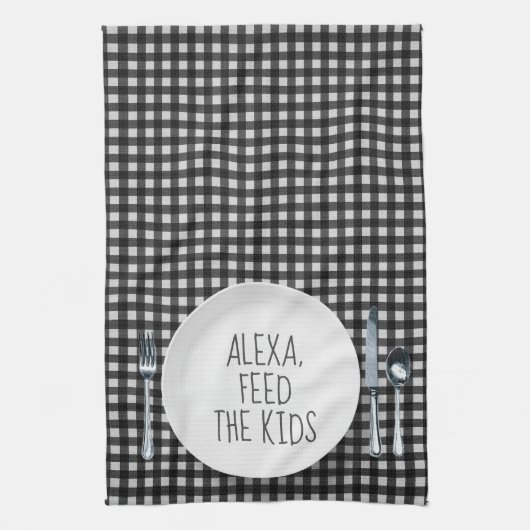 Alexa-opdracht humor theedoek (Verticaal)