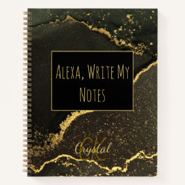 Alexa Schrijf Mijn Notities Zwarte en Gouden Monog Notitieboek